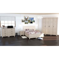 Dormitor Dynasty MDF Sonoma cu pat pentru saltea 140x200 cm Dormitor Dynasty MDF Sonoma cu pat pentru saltea 140x200 cm